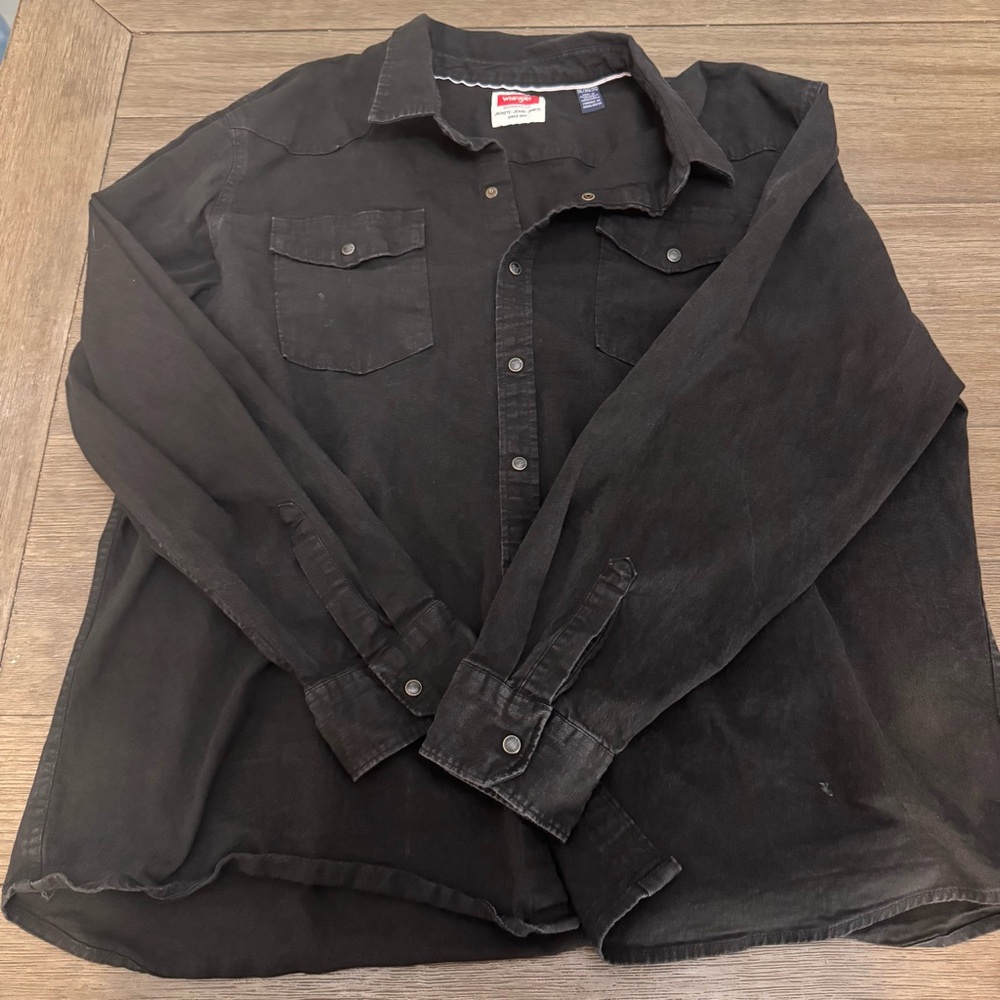 Wrangler Pearl Snap Black Jean Shirt Jacket Mens 3xl Western Outdoor Shacket